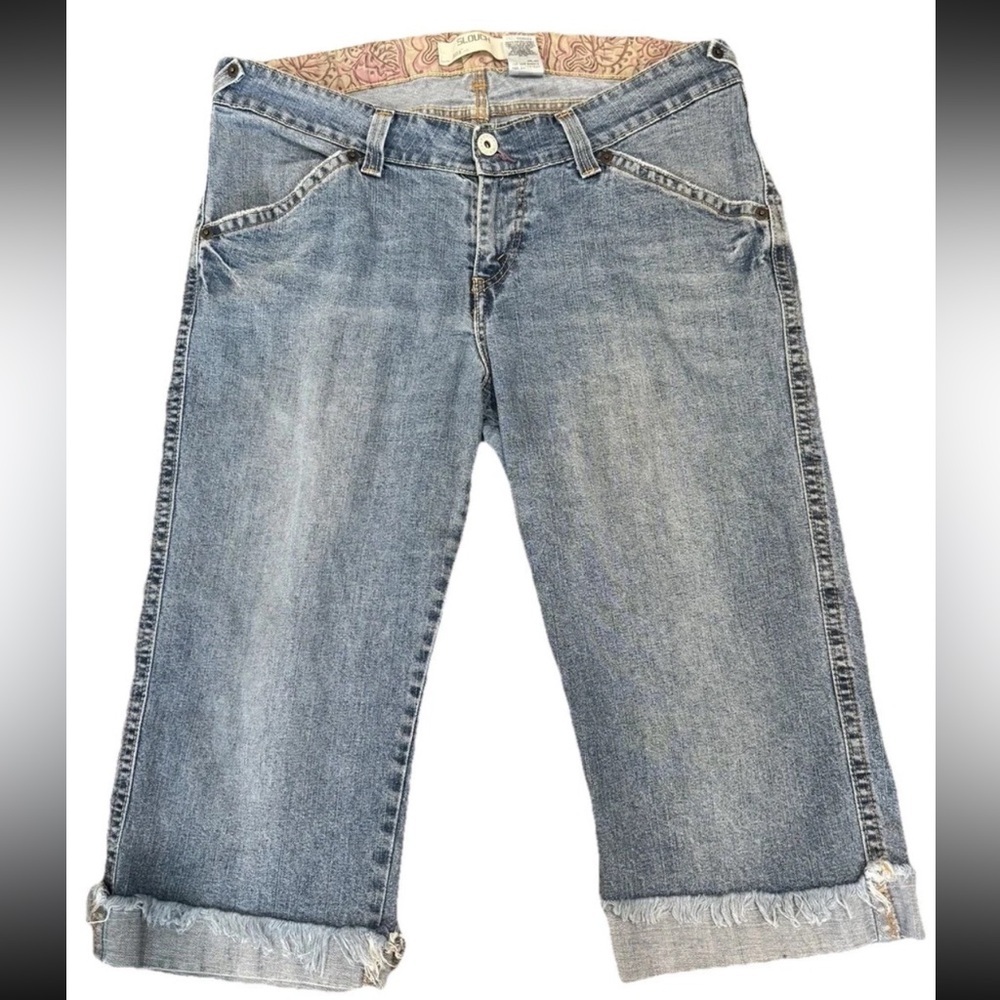 Levi’s Slouch Y2K Vintage Low Rise Wide Leg Cuffed Hem Capri Jeans Women Size18 - Picture 1 of 8